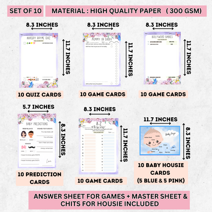 Butterfly Theme Baby Shower Games Bundle (Pack Of 6 Games)