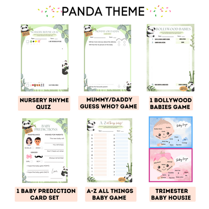 Panda Theme Baby Shower Games Bundle (Pack Of 6 Games)
