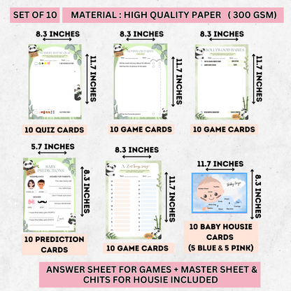 Panda Theme Baby Shower Games Bundle (Pack Of 6 Games)