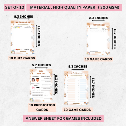 Rustic Baby Nursery Theme Baby Shower Games Bundle (Pack Of 4 Games)