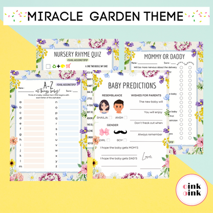 Miracle Garden Theme Baby Shower Games Bundle (Pack Of 4 Games)