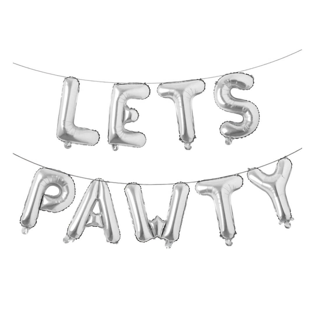 Lets Pawty Silver Foil Balloons